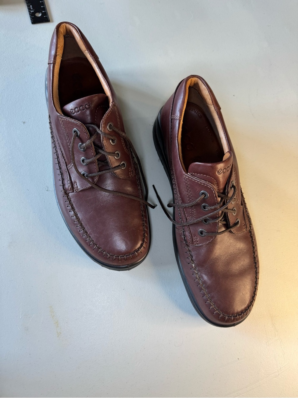 ECCO Men’s Brown Leather Moc-Toe Lace-Up Loafers